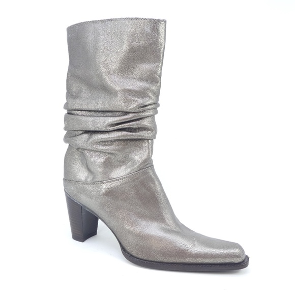 Stuart Weitzman Shoes - Stuart Weitzman Gold Leather Heeled Slouch Boots